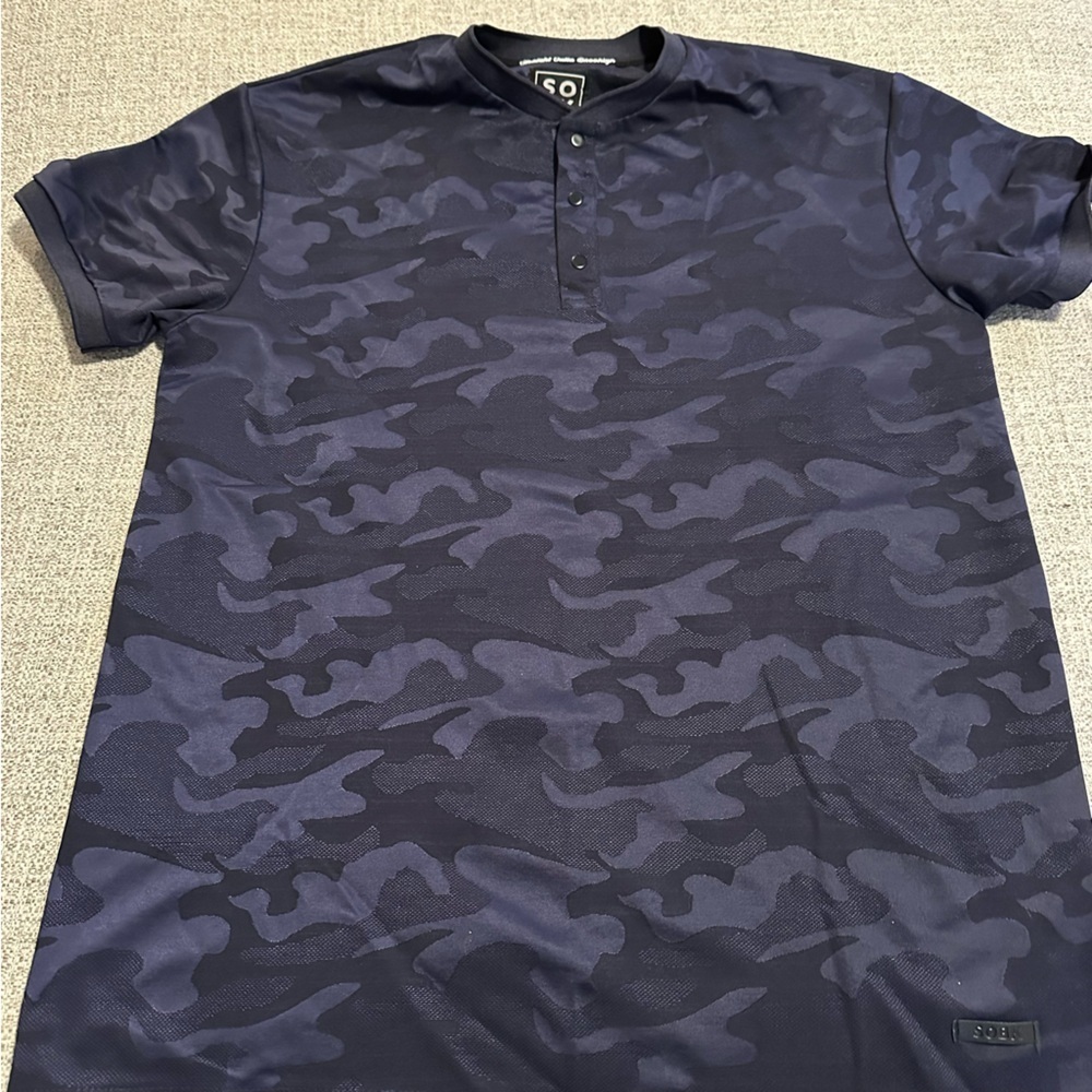 Straight Outta Brooklyn Men’s Blue Camo Polo Large